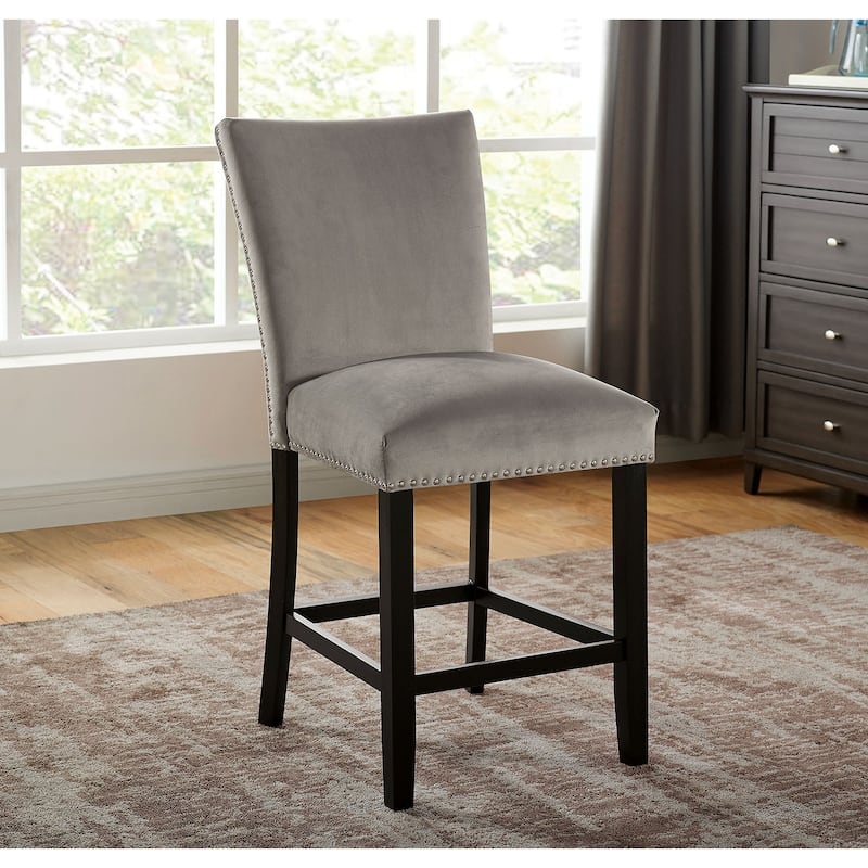 Wooden Counter Height Chair with Backrest Design in Light Gray