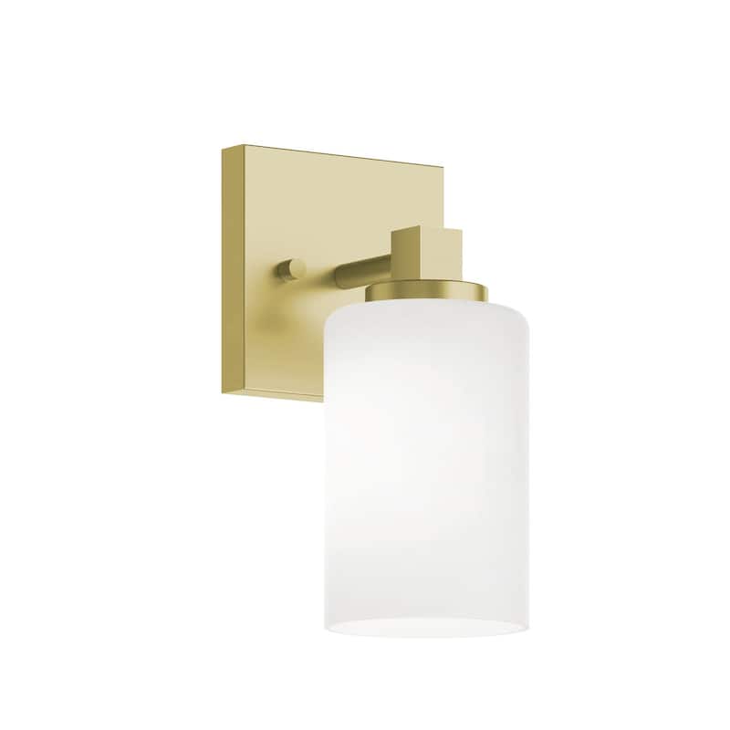 AFX LEOS0509MB Leo 9" Tall Bathroom Sconce with Frosted Glass Shade - Light Antique Brass