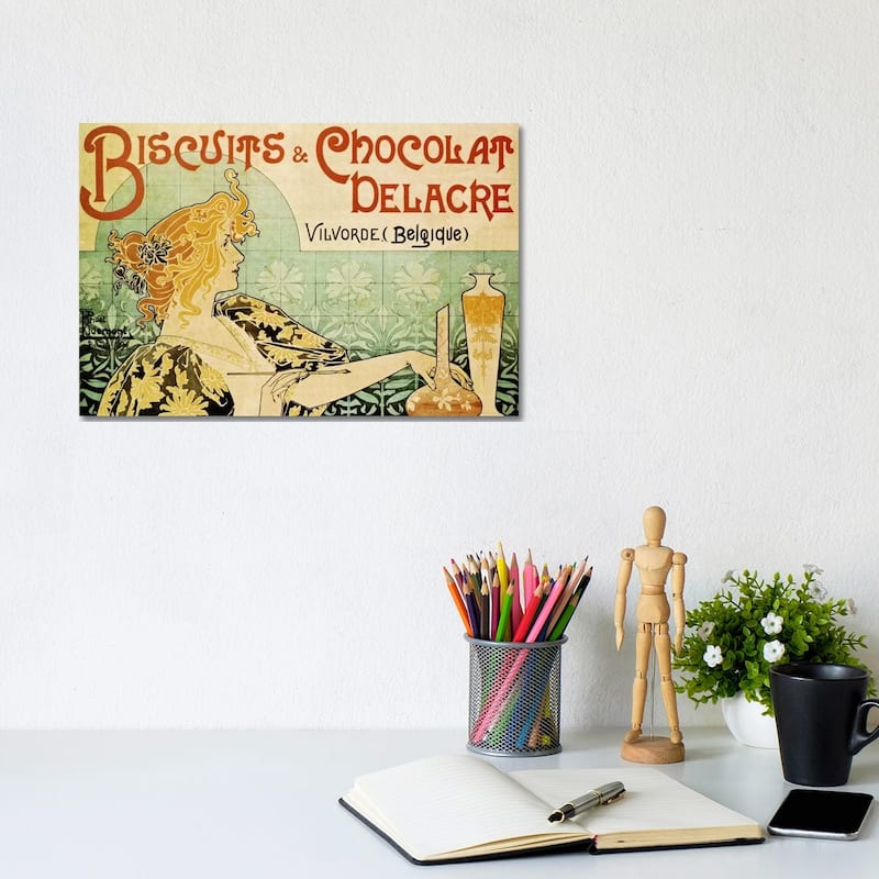 iCanvas "Delacre Biscuits & Chocolat Vintage Poster" by Henri Privat-Livemont Canvas Print - 8x12x0.75