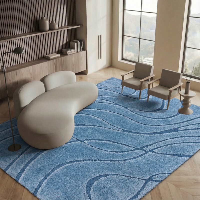 SAFAVIEH Florida Shag Staka Abstract Waves 1.2-inch Area Rug