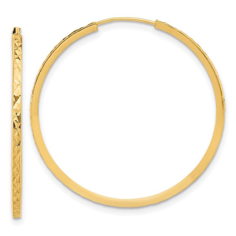 Curata 14k Yellow Gold Sparkle Cut Endless Hoop Earrings - 32.6x33mm