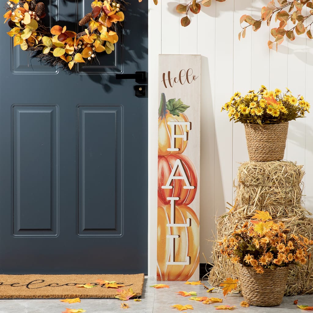 Glitzhome 42"H Fall Thanksgiving Wooden Pumpkin Porch Sign