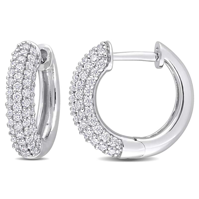 Miadora 5/8ct DEW Created Moissanite Multi-Row Hoop Earrings in Sterling Silver