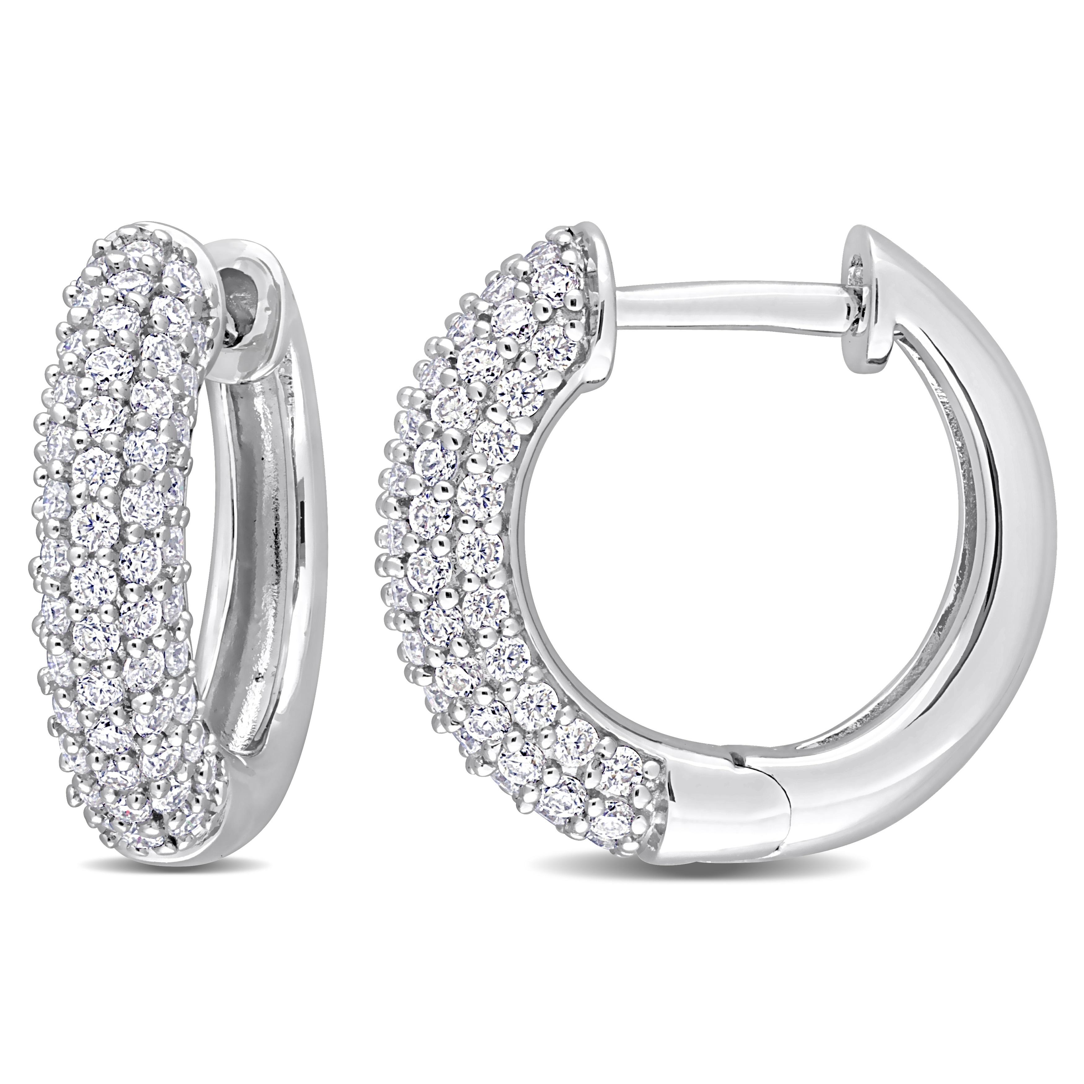 Miadora 5/8ct DEW Created Moissanite Multi-Row Hoop Earrings in Sterling Silver