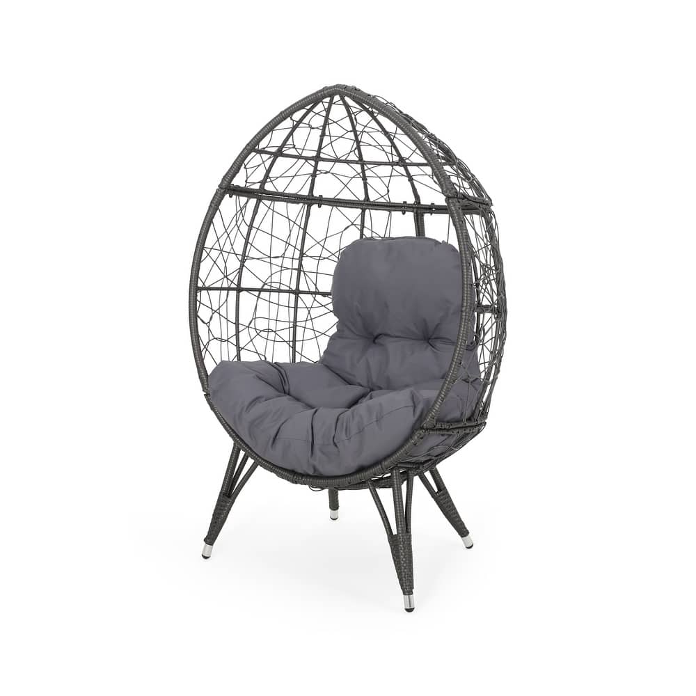 Gianni Wicker Teardrop Chair w/Outdoor Cushion by Christopher Knight Home
