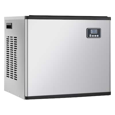 Silver Stainless Steel Commercial Ice Maker with 360 lbs Daily Output and Self Cleaning - 22.2 x 17.6 x 20 in