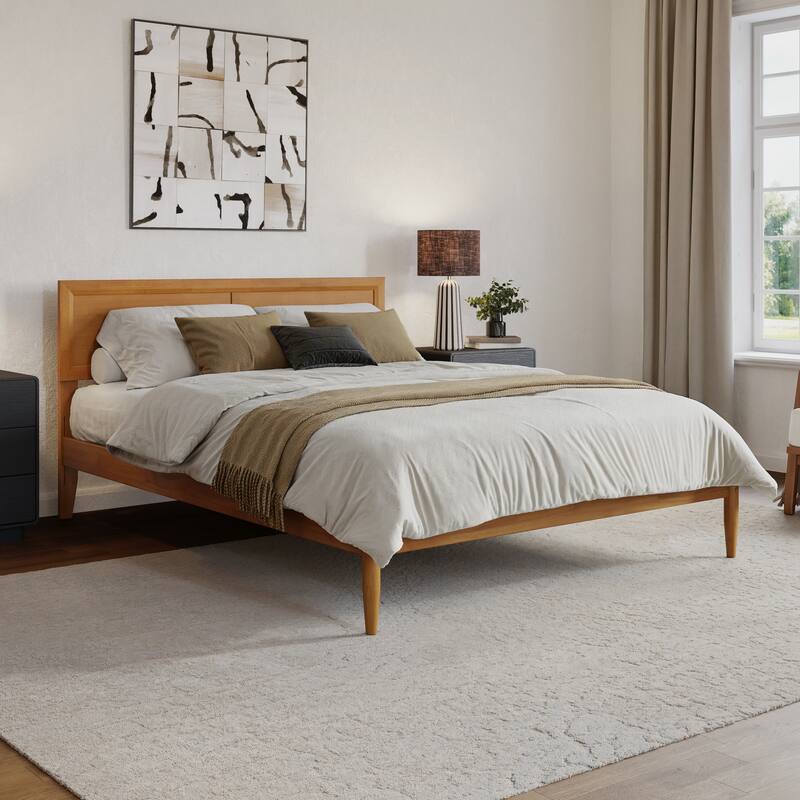 Ellarie Platform Bed with Adjustable Headboard - Queen - Light Toffee