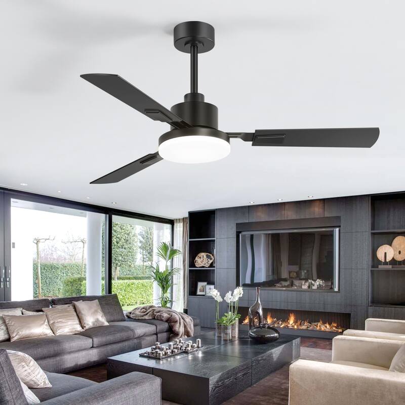 48/52/60-inch Modern Ceiling Fan with LED Light and Remote (3/5/6 Reversible Blades)