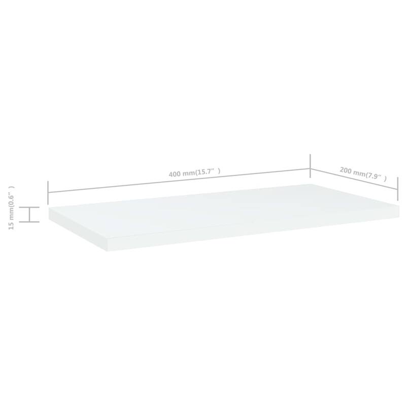 vidaXL Bookshelf Boards 8 pcs White 15.7"x7.9"x0.6" Chipboard
