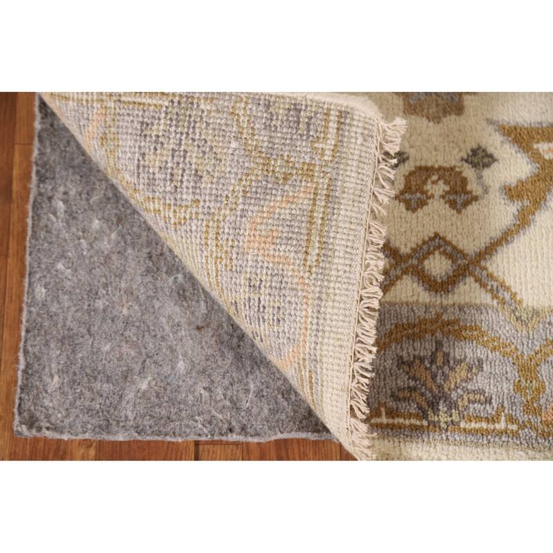 Geometric Oushak Oriental Runner Rug Handmade Wool Carpet - 2'7"x 7'11"
