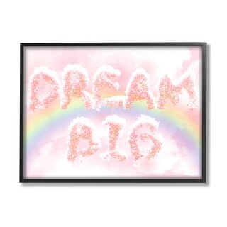 Stupell Dream Big Sparkle Cloud Typography Pink Sky Rainbow Framed Wall ...