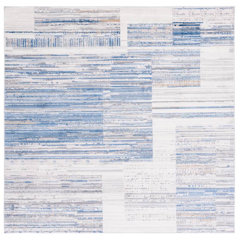 SAFAVIEH Shivan Jindra Modern Distressed Rug - 6'7" Square - Ivory/Blue