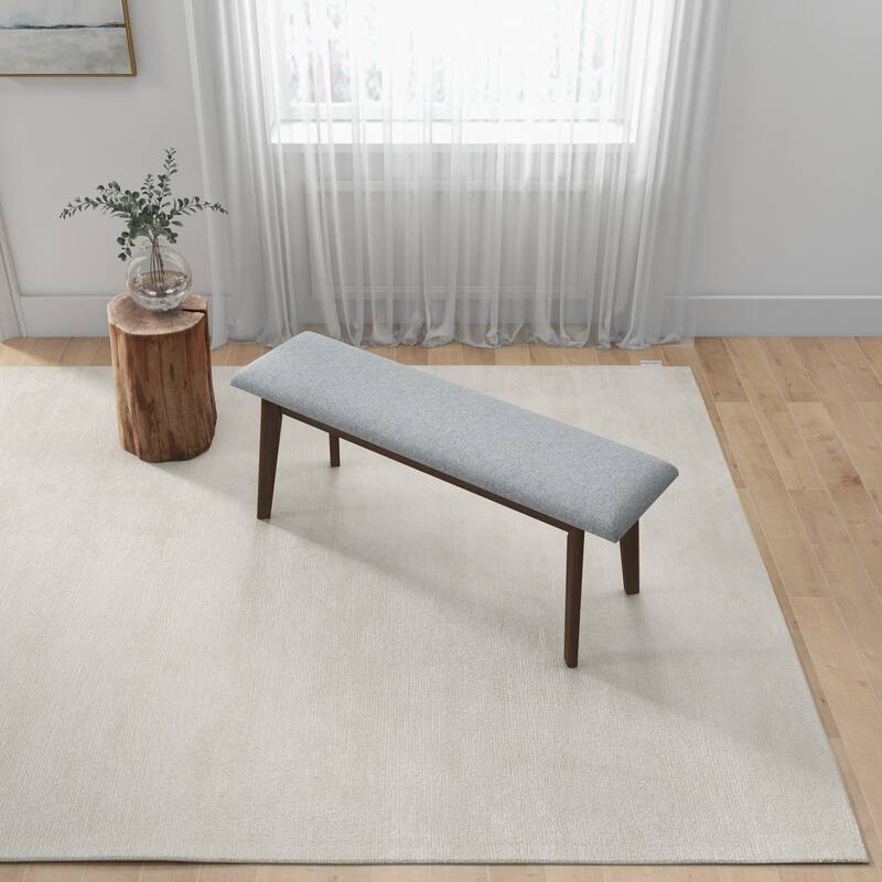 GDFStudio - Carlos Modern Mid-Century Fabric Upholstered Bench with Solid Wood Removable Legs, Easy Assembly - 47.24"W - Grey