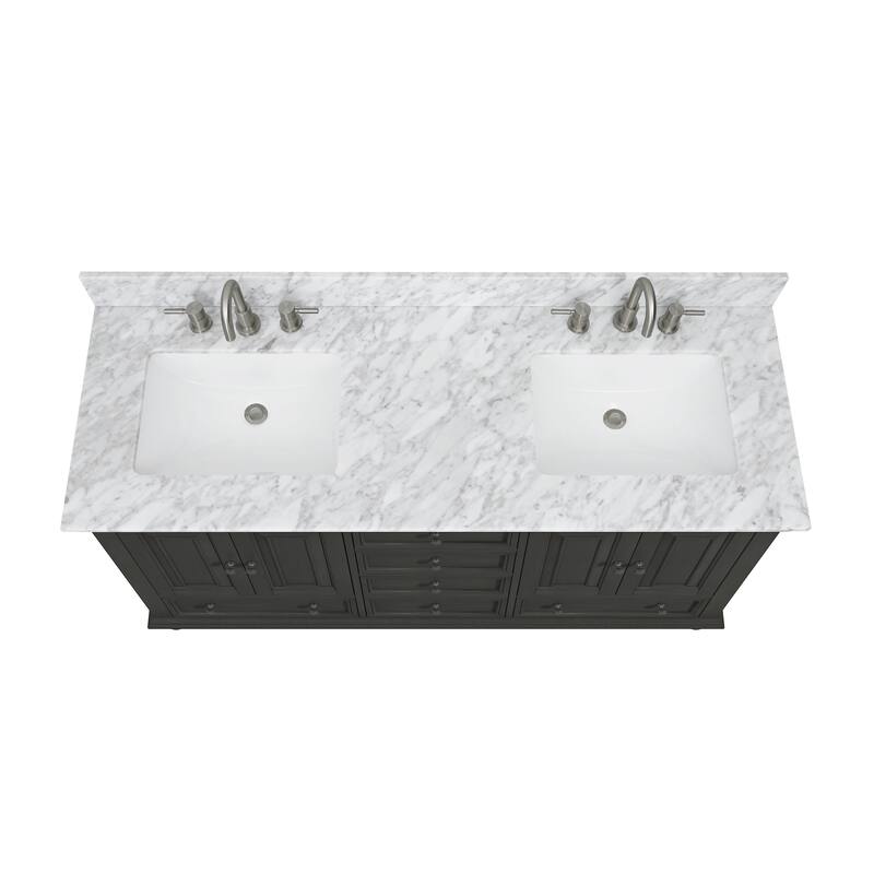 Avanity Thompson 60 in. Double Sink Bathroom Vanity with Carrara Marble Top - 61"W x 22"D x 35"H