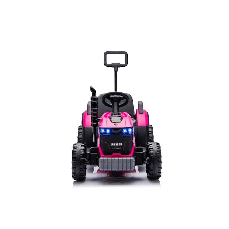 Magenta Kids Ride On Tractor with Trailer, Remote Control Electric Tractor Ride on Car with Bluetooth Music - Magenta