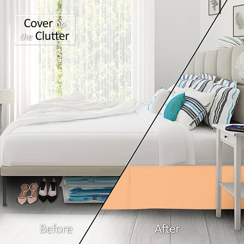 Clara Clark Pleated Bed Skirt-14 inch Tailored Drop - Soft Double Brushed Premium Microfiber Ruffle Bed Skirt - Includes 8 Pins