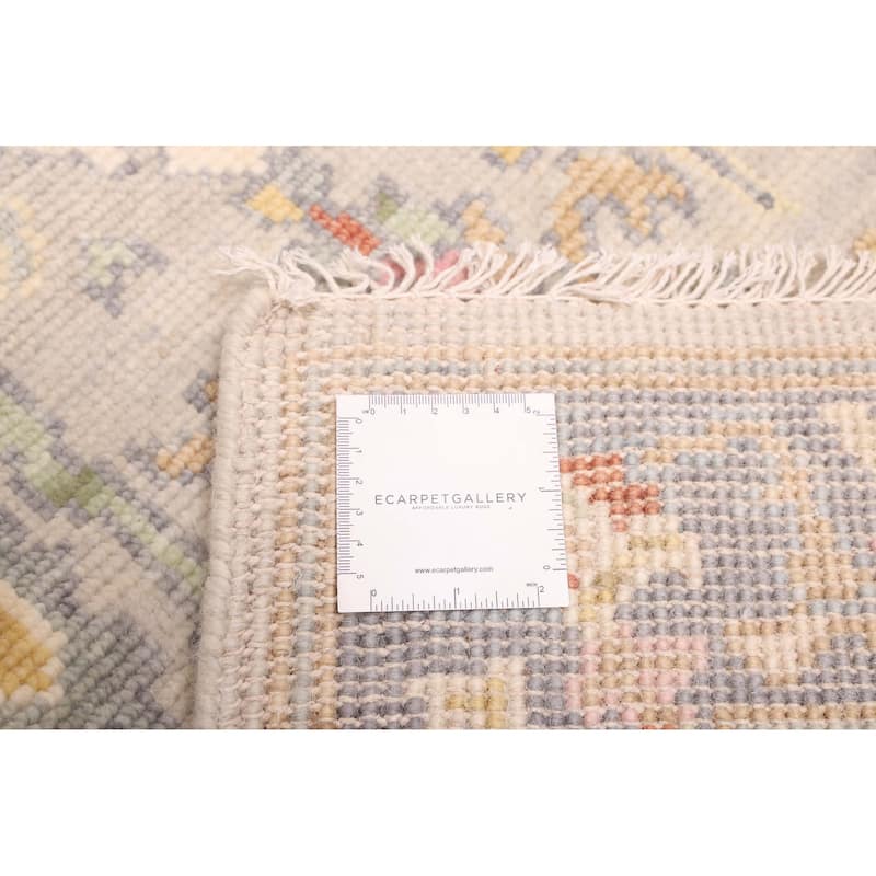 ECARPETGALLERY Hand-knotted Modern Oushak Light Grey Wool Rug - 2'8 x 7'11