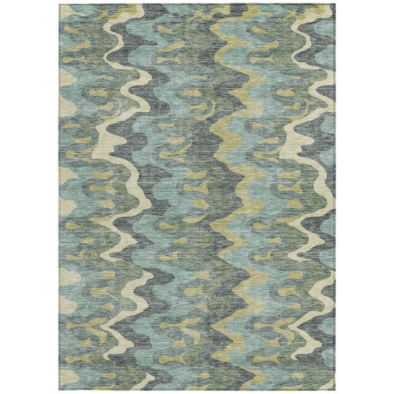 HomeRoots Abstract Transitional Rectangle Outdoor Rug