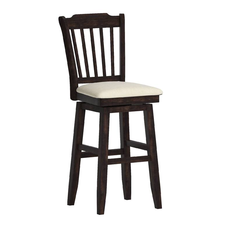 Eleanor Slat Back Wood Swivel Stool by iNSPIRE Q Classic - Bar Height - Antique Black