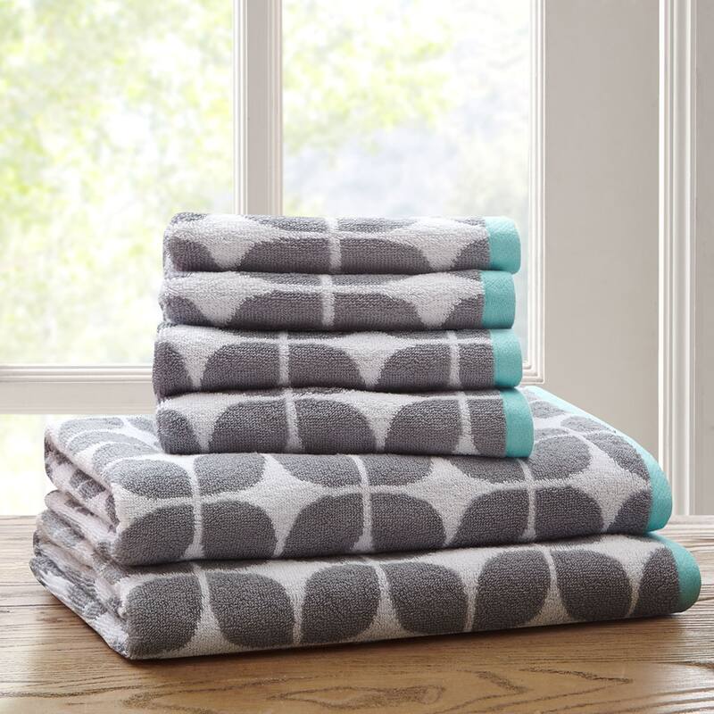 6 Piece Cotton Jacquard Bath Towel Set - N/A
