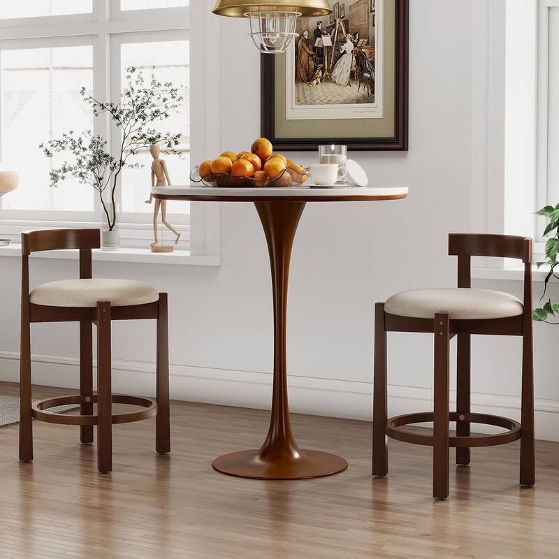 Gymax 24'' Counter Height Bar Stools Set of 2 w/Backrests & Footrests
