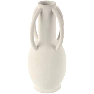 Ceramic Textured Vase with 4 Handles - Cream - Roche River Decor