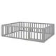 preview thumbnail 13 of 26, Queen Size Wood Floor Bed w/ Fence & Door Upholstered Bed Frame for Kids, Teens, Girls, Boys No Box Spring Needed, Easy Assembly