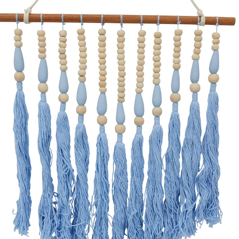 CosmoLiving by Cosmopolitan Multi Colored Cotton Fabric Handmade Beaded Macrame Home Wall Decor with Fringe Tassels (Set of 3)