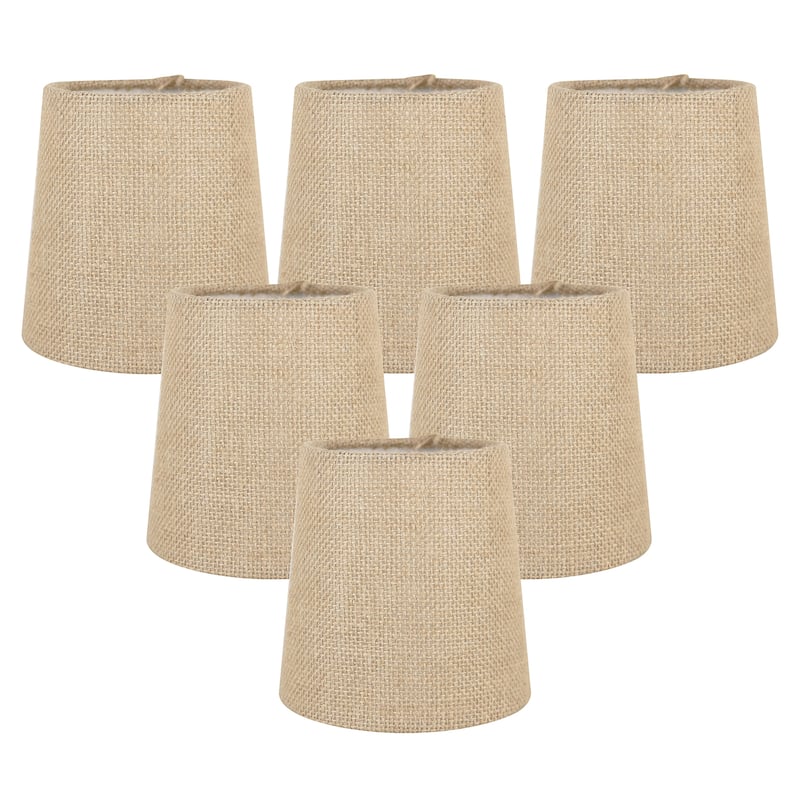 Meriville Burlap Clip On Chandelier Lamp Shades, 4-inch by 5-inch by 5-inch - Set of 6 - Natural