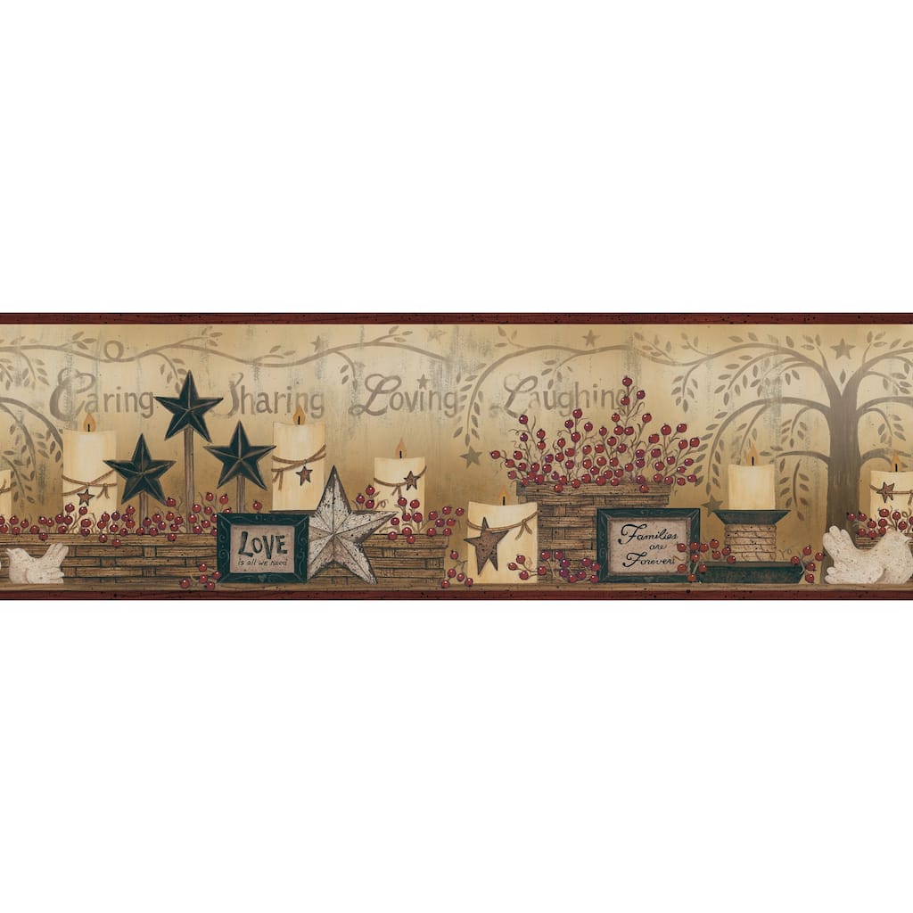 Caring Candles Dark Red Border - 6in x 180in x 0.025in