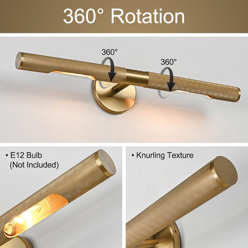 2-Light Modern Linear Dimmable Vanity Light Wall Sconce