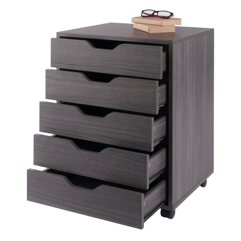 Halifax 5-Drawer Mobile Cabinet Charcoal Finish