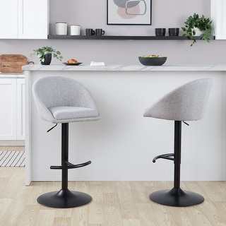 Porch & Den Livesey High Back Adjustable Bar Stool with Rounded T Footrest (Set of 2)