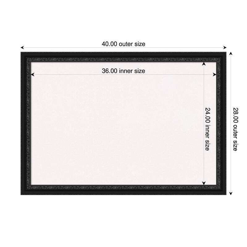 Downton Black Wood Framed Cork Board - Bulletin Board, Organization Board, Pin Board - White - 40 x 28 in