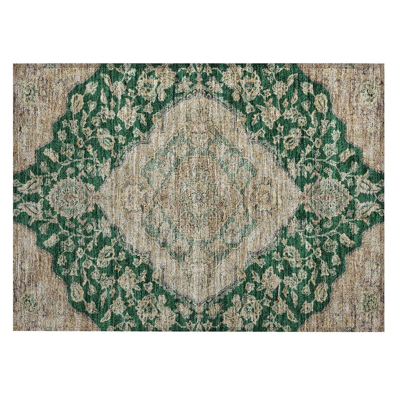 Machine Washable Indoor/ Outdoor Traditional Medallion Chantille Rug