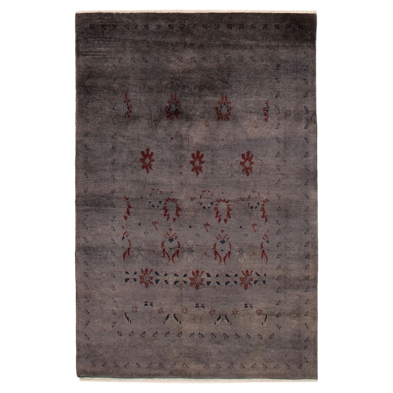 ECARPETGALLERY Hand-knotted Vibrance Dark Grey Wool Rug - 4'6 x 6'11 - Dark Grey - 4'6 x 6'11