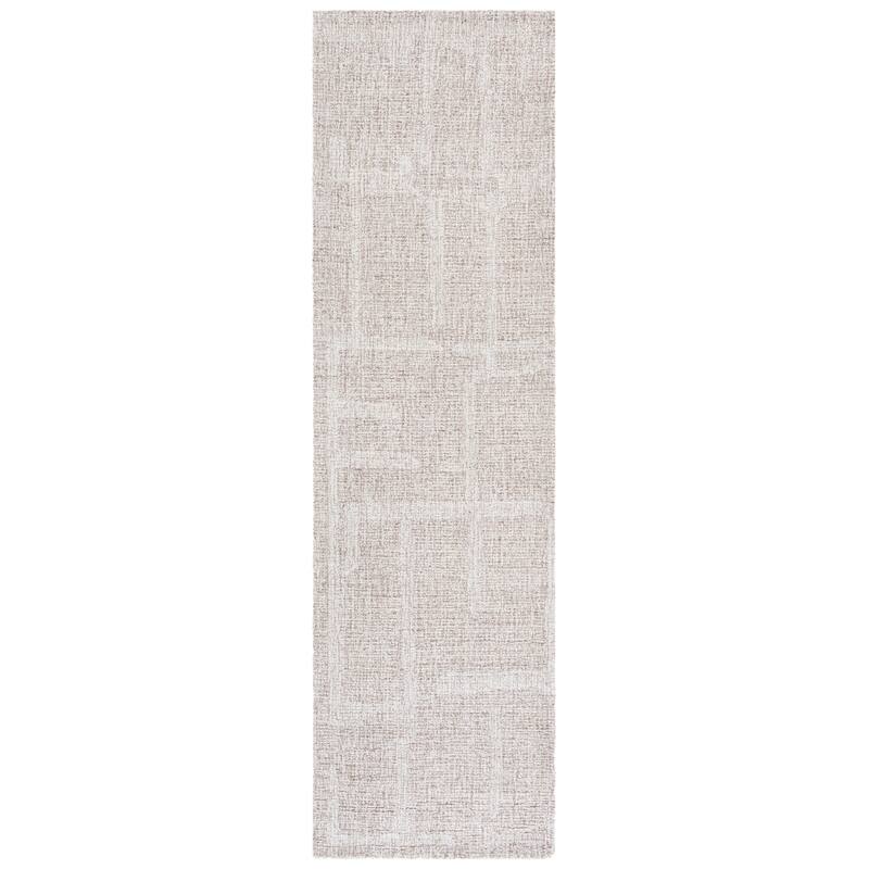 SAFAVIEH Handmade Abstract Bjargey Contemporary Wool Rug - 2'3" x 8' Runner - Natural/Ivory