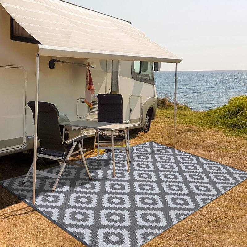 Outdoor Rug Waterproof Plastic Straw Rug Reversible Rug for Patios Decks Porch Camper Balcony Backyard
