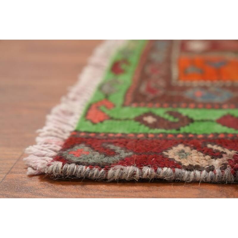 Hand Knotted Oriental 100% Wool Carpet Traditional Geometric Red Bakhtiari Runner Rug - 9' 11'' X 3' 6''