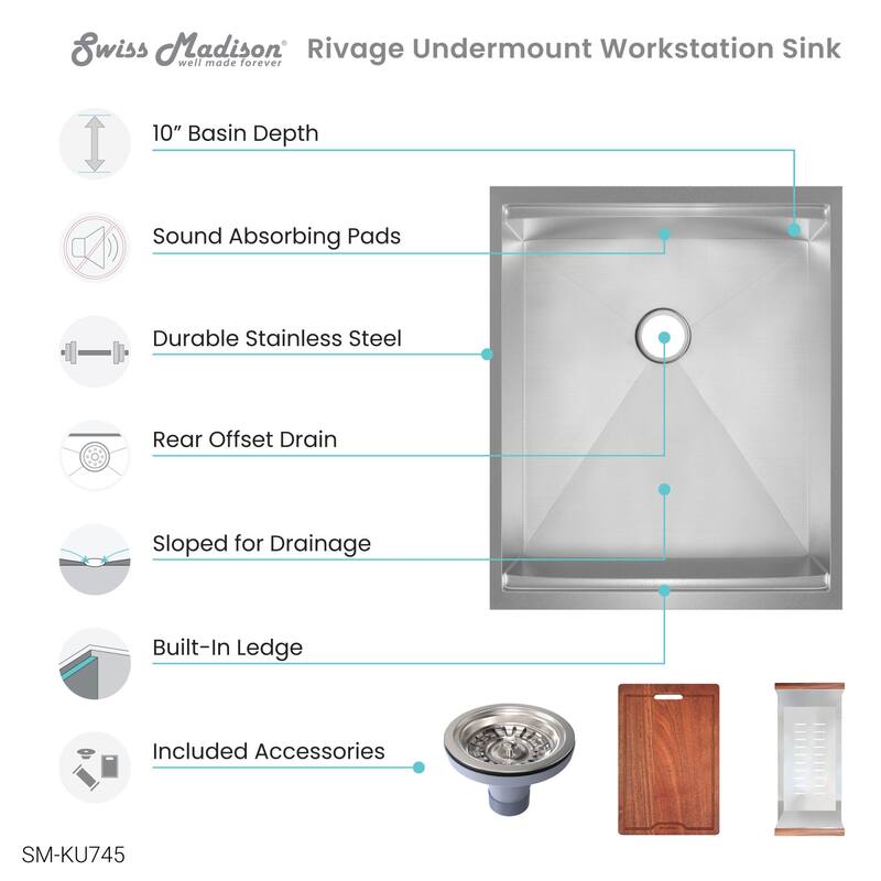 Swiss Madison SM-KU745 Rivage 15" Undermount Single Basin Stainless