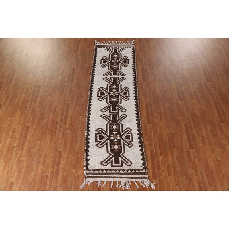 Beige / Ivory Anatolian Turkish Runner Rug Handmade Wool Carpet - 3'3"x 10'10"