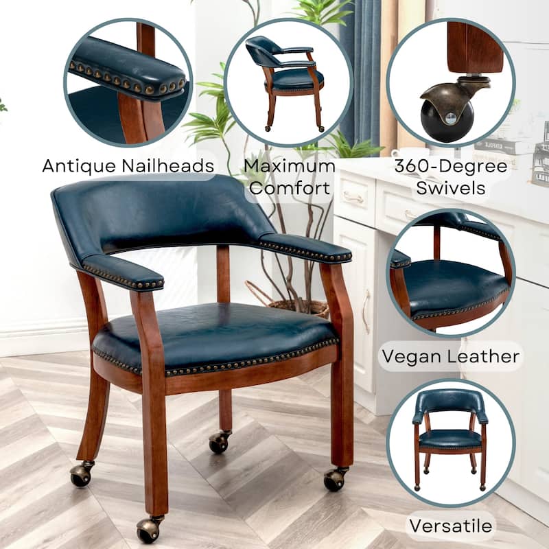 Convenience Concepts Dillon Armchair with Caster Wheels and Nailheads