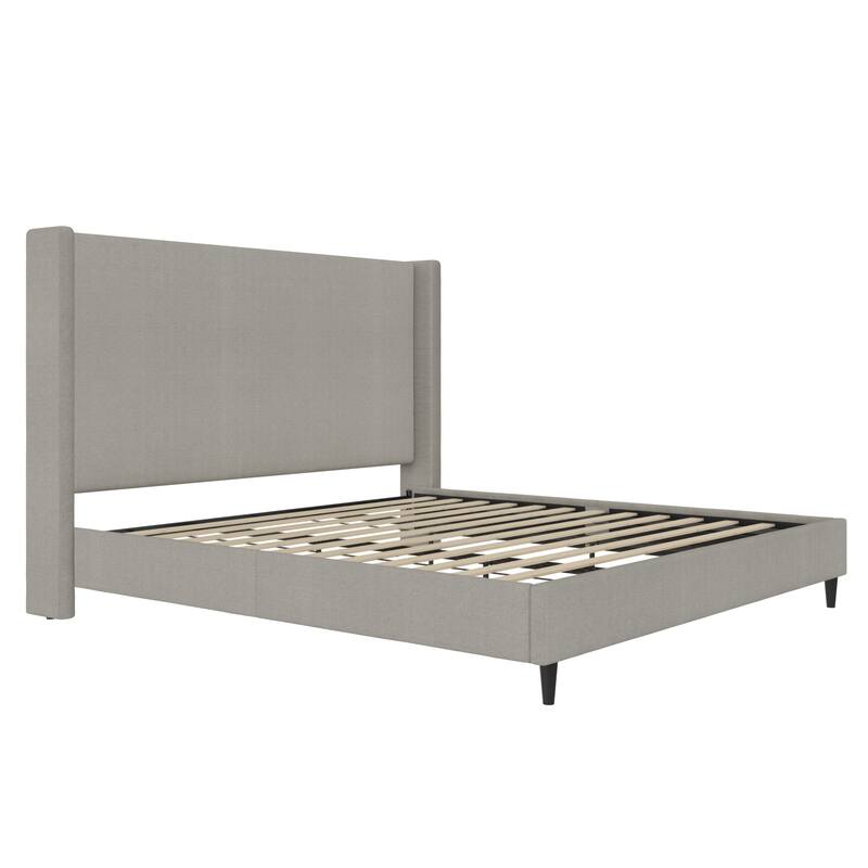 Avenue Greene Esma Upholstered Platform Bed - Textured Gray Canvas - King