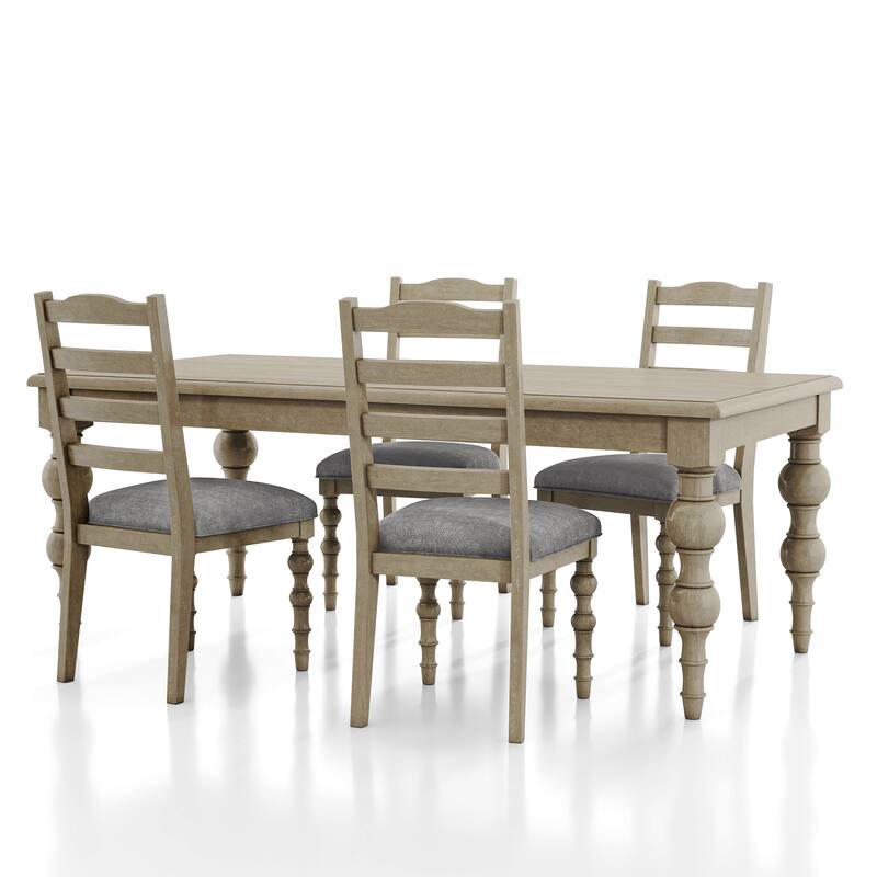 Furniture of America Trenden Modern Farmhouse 5-Piece Solid Wood 78-inch Dining Set