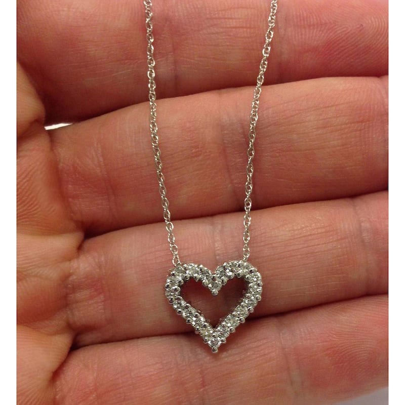 1/2ct Diamond Heart Pendant White Gold