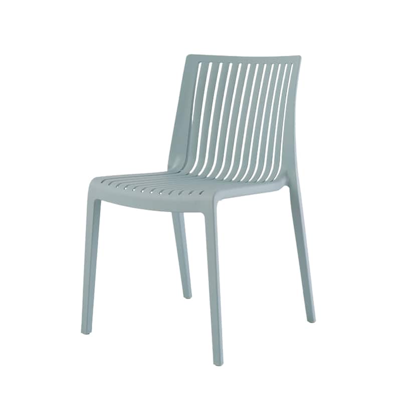 HomeRoots Set of Two Baby Blue Heavy Duty Plastic Outdoor Stacking Accent Chairs