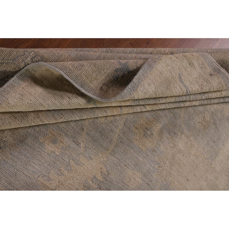 Earth Tone Oushak Vegetable Dye Area Rug Hand-Knotted Wool Carpet - 6'9" x 8'3"