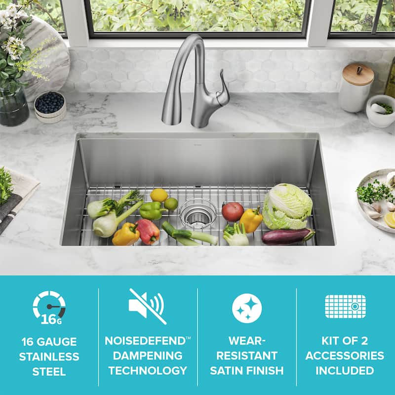 KRAUS Undermount 32 inch 1-Bowl Stainless Steel Kitchen Sink