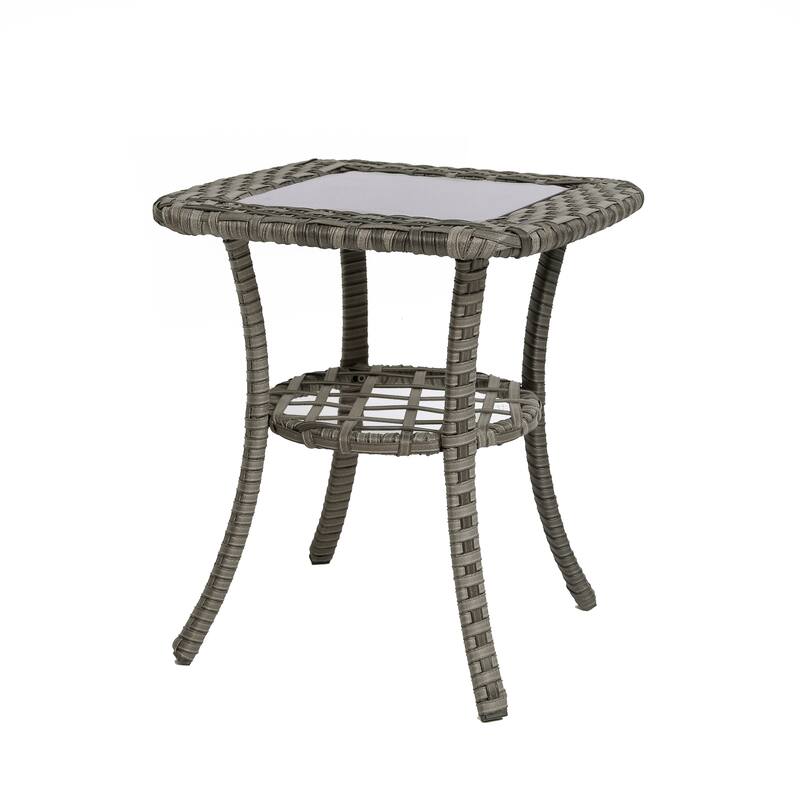 Outdoor Rattan Conversation Swivel Chair Set of 3 with Table