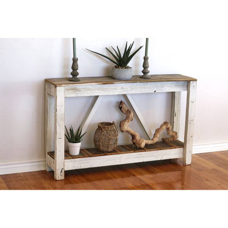 White Combo A-Frame Console - Reclaimed Wood